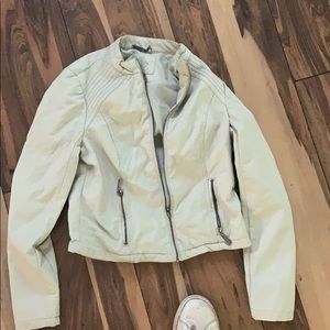 white leather jacket